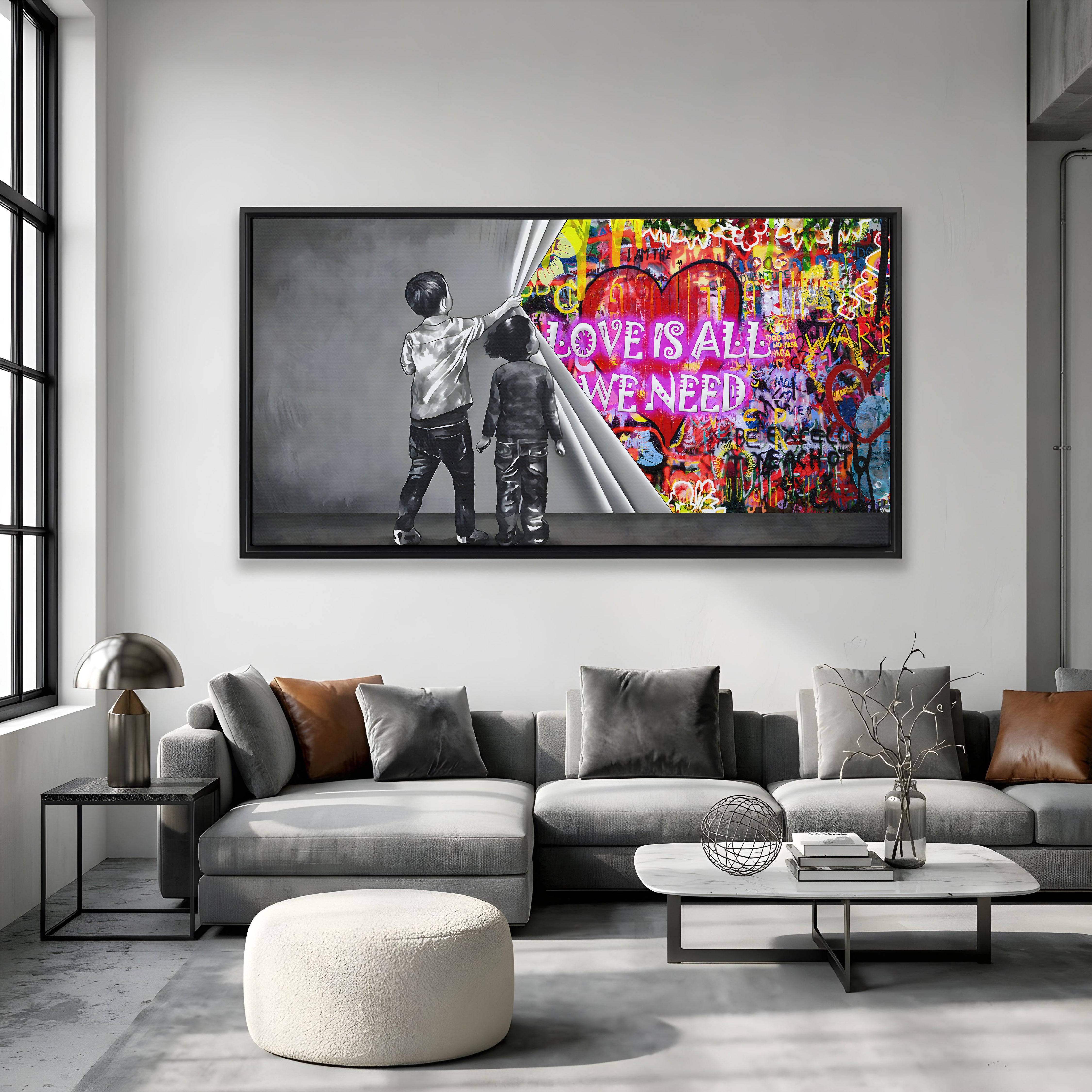 Unveiling Frame Unveiling love is all we need - Graffiti Wall Art Canvas – Leah Ideas
