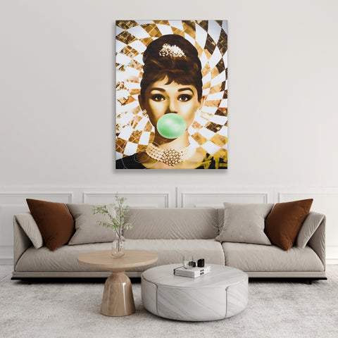 Golden Marilyn Monroe and Audrey Hepburn