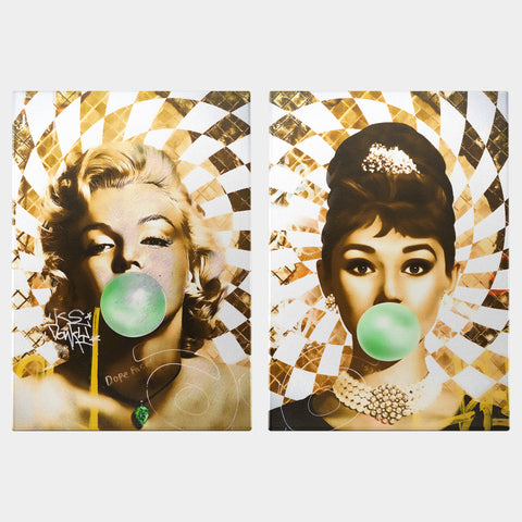 Golden Marilyn Monroe a Audrey Hepburn