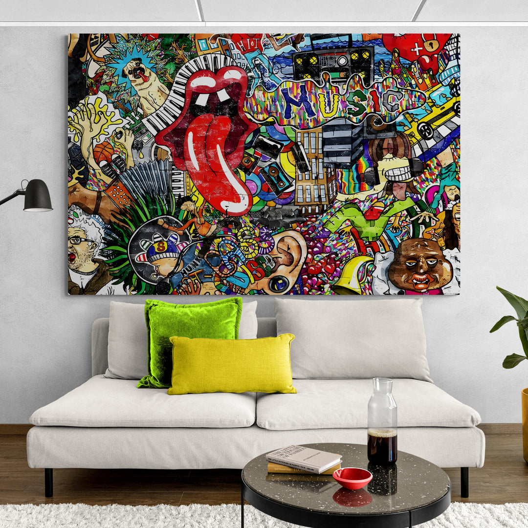 Arte de pared de graffiti de música abstracta