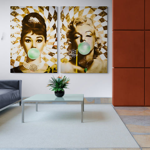 Marilyn Monroe en or et Audrey Hepburn