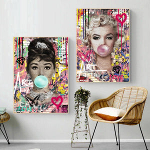 Goma Marilyn Monroe y Audrey Hepburn