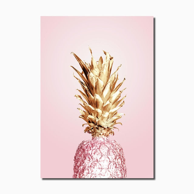 Roosa kuldse ananassi lõuend