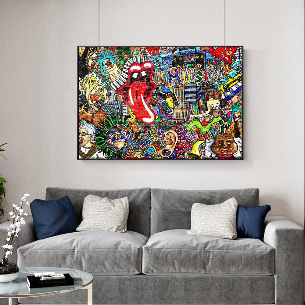 Abstract Music Graffiti Wall Art