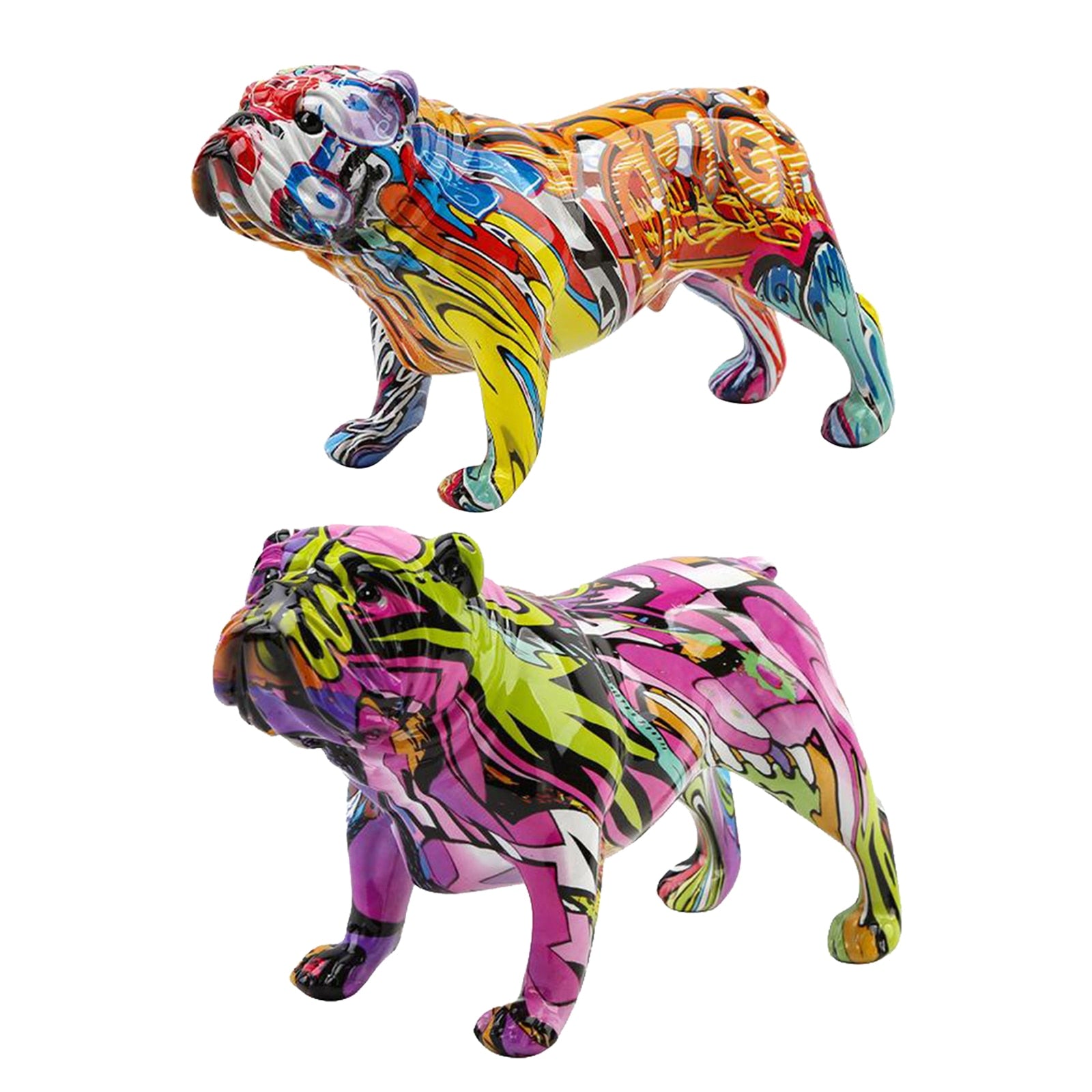 Graffiti Bulldog Figurines Resin