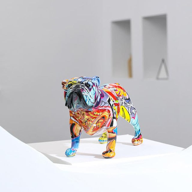 Graffiti Bulldog Figurines Resin